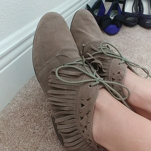 Light brown suede moccasins